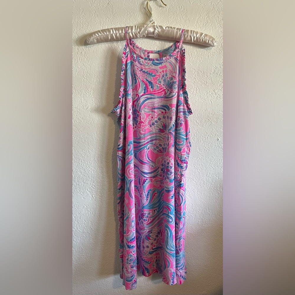 Lilly Pulitzer Girl's Mini Alek Cotton Dress Don’t Be Jelly  print size XL
